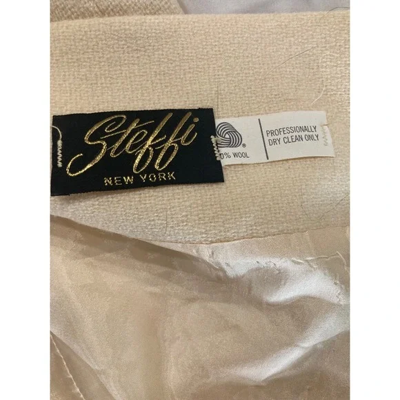 Stelli Womens Cream Tailored Mid-Length Overcoat Dress Coat Fall Wool Monochrome - Picture 3 of 6